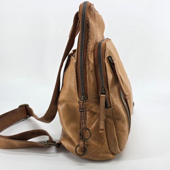 American Leather Co Cleveland Backpack Mini Tan Latte Brandy Whipstitch Bag Boho main image 9